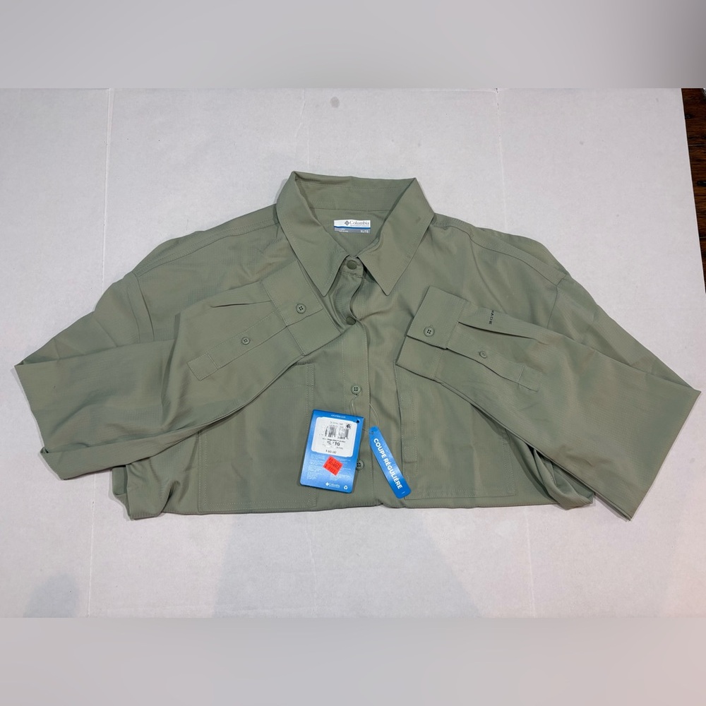 Columbia long sleeve button down shirt sage green NWT size XL